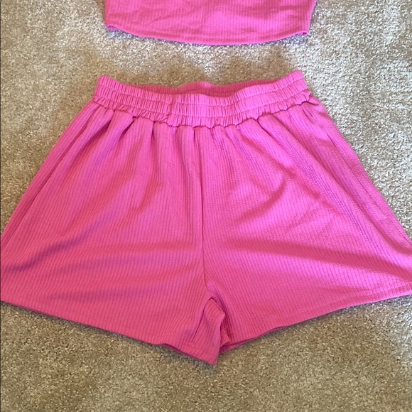 Pink Ribbed Tank and Shorts Set - Picture 3 of 5